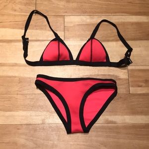 Hot pink triangl style bikini